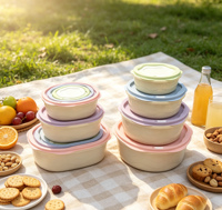 Contenants de stockage alimentaire en plastique personnalisés, lot de 5, avec aération, en PP, empilables, pour organiser le réfrigérateur