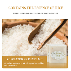 Jabón de leche de arroz Original de Tailandia al mejor precio <span class=keywords><strong>para</strong></span> <span class=keywords><strong>cara</strong></span> y cuerpo limpieza profunda nutritiva hidratante blanqueamiento jabón hecho a mano - Product Image 3