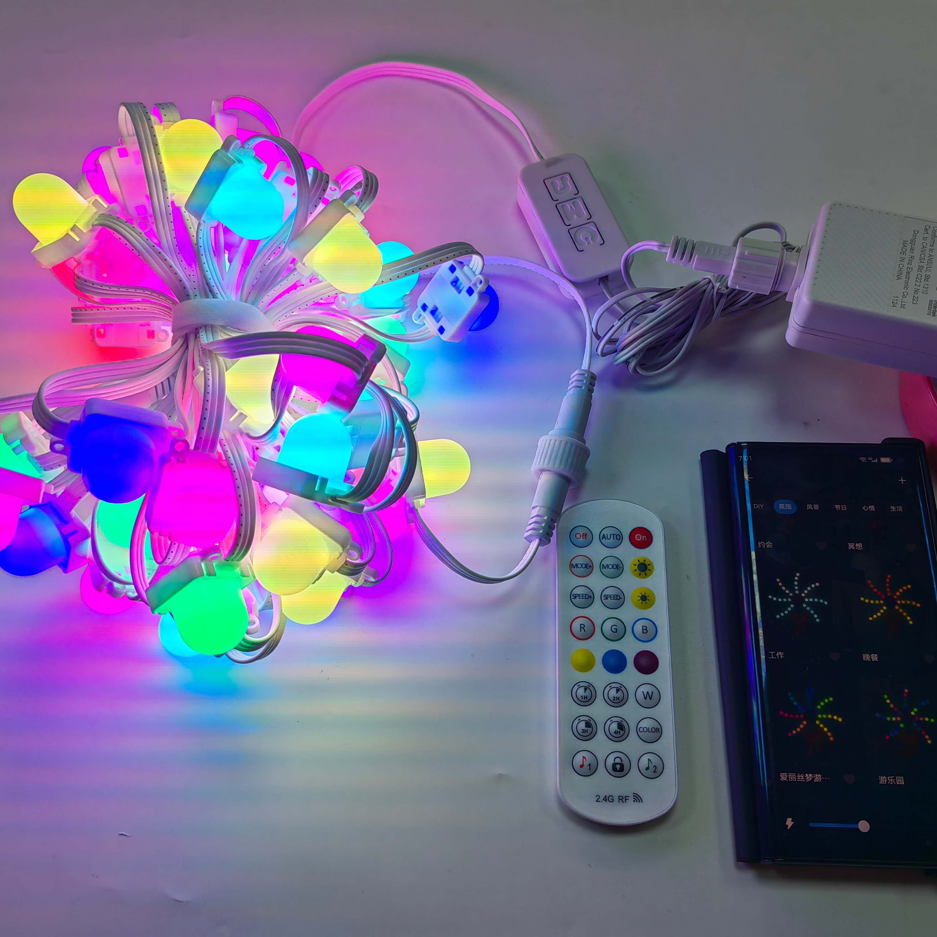 Led Smart Pixel Point Lighting 24V App Control Remote Control Changing Color Christmas Outdoor Decoration