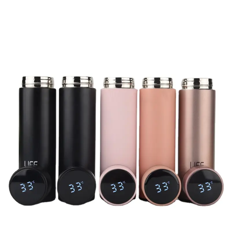Free Sample 500ml Stainless Steel Double Wall Smart Cup Vacuum Insulated Thermal Flask Temperature Display LED Thermos