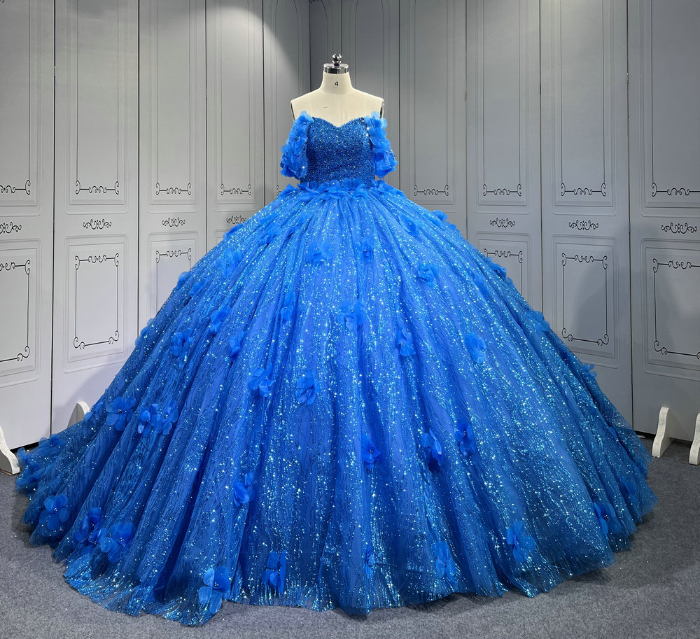 blue dress for baby girl Rachel Allan RQ2186 Long Quinceanera Feather Ball Gown main image 0