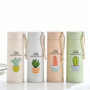 Bouteille d'eau en verre portable avec motif de plantes succulentes, logo personnalisé, promotionnelle, populaire, pour cadeaux d'affaires - Product Image 5