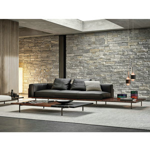 أريكة إيطالية كلاسيكية أنيقة أطول بجلد المفروشات وأريكة من الخشب وحدات أثاث غرفة المعيشة صالة كراسي داخلية - Product Image 6