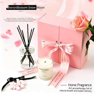 Coffret Cadeau Diffuseur à Bâtonnets et Bougie Parfumée Fleur de Cerisier – Parfum d'Ambiance Romantique pour la Saint-Valentin – Boîte Cadeau Idéale pour la Maison - Product Image 2