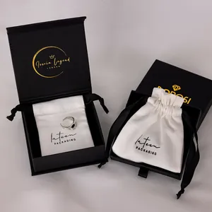 कस्टम मुद्रित सफेद उपहार आभूषण पैकेजिंग पाउच कॉटन लिनन ड्रॉस्ट्रिंग बैग छोटा ड्रॉस्ट्रिंग पाउच बैग