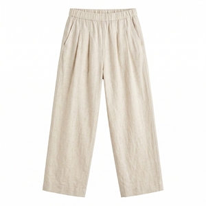 <span class=keywords><strong>Pantaloni</strong></span> Estivi in Lino Personalizzati per <span class=keywords><strong>Donna</strong></span>, Tinta Unita, Casual, Gamba Larga, Vita Elastica, Alta Qualità - Product Image 4