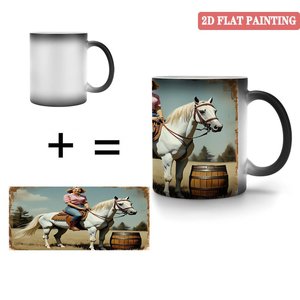 Taza Festiva para Clientes Empresariales, 11 oz, Cerámica Negra Esmerilada, Sensible al Calor, Taza Blanca - Product Image 4