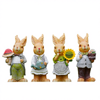 Décor de jardin extérieur pour maison modèle Peter, lapin de dessin animé en résine et fibre de verre, ornements de paysage à thème animal en relief 3D