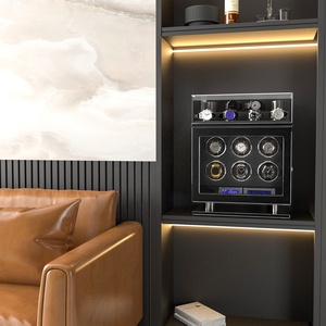 Sang trọng Mens 6 khe cắm tự động xem Winder hộp da thông minh <span class=keywords><strong>LCD</strong></span> màn hình cảm ứng đồng hồ Winder an toàn cho <span class=keywords><strong>Casio</strong></span> Đồng hồ - Product Image 6