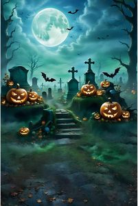 Decoración <span class=keywords><strong>de</strong></span> Fiesta <span class=keywords><strong>de</strong></span> <span class=keywords><strong>Halloween</strong></span> con Diseño <span class=keywords><strong>de</strong></span> Casa <span class=keywords><strong>de</strong></span> Brujas, Luna Llena y Campo <span class=keywords><strong>de</strong></span> Calabazas, Banner Personalizable para Fotografía - Product Image 4
