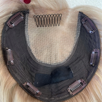 Postiche juif à clipser pour femme, cheveux blonds blancs européens, avec dentelle diamantée, dentelle HD sur le devant et trame à l'arrière