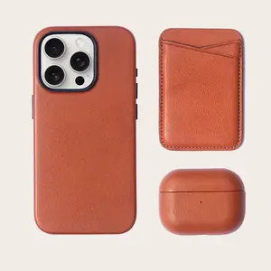 Vegetable Tanned Leather Cell Phone Case Customize Design For Iphone Bulk Phone Case