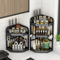 Étagère d'angle de rangement pour épices en acier au carbone multicouche, support pour couteaux et ustensiles, organisateur de comptoir de cuisine sur pied, gain de place