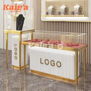 Thiết kế hiện đại kính hiển thị truy cập trang sức Showcase kim loại đứng hiển thị cho cửa hàng đồ trang sức Showcase tủ trưng bày - Product Image 1