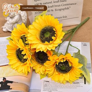 Ramo de Girasoles Secos, Flor Artificial Decorativa, Flor Artificial para Decoración de Sala de Estar, Mueble de TV, Mesa de Comedor - Product Image 4
