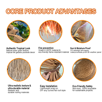 Toiture en chaume synthétique HDPE à l'aspect naturel, ignifuge, testée SGS, durable, chaume artificiel en palmier pour toit, pergola, bar tiki