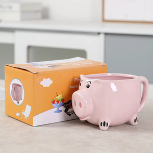 Tasse à café en céramique de cochon drôle mignon, cadeau parfait pour les cousins d'enfants d'ami tasse de lait de thé en grès de forme personnalisée - Product Image 5