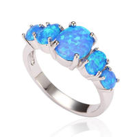 Europe et les États-Unis Fashion New Ring Incrustation de luxe avec bague en argent pour femme en opale ronde