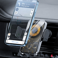 Support de chargeur magnétique sans fil pour voiture avec PD et QC3.0, charge rapide 15W, port Type-C, rotation à 360°, matériau PC ignifuge