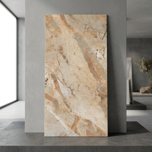 Carreaux de porcelaine pleine masse Remoxy marron brillant effet marbre 2x4 pieds – Décoration murale et de sol haut de gamme - Product Image 1
