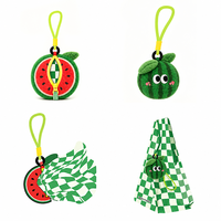 Sac de courses pliable personnalisé avec peluches réutilisables, sac écologique, porte-clés en peluche fruits pastèque, jouets