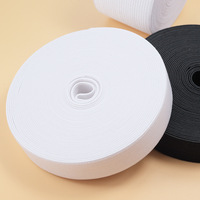 Vente en gros usine Bande élastique tissée en polyester/nylon noir et blanc, haute élasticité, pour ceintures de vêtements et accessoires de couture