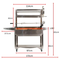 Barbecue argentin en acier inoxydable avec rôtissoire 885 mm x 550 mm