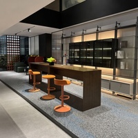 Conception d'aménagement intérieur commercial, cloison en verre, mobilier en bois, plan d'aménagement 3D, rendu de plan de sol pour projet de rénovation de bureau