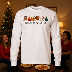 Camiseta de manga larga unisex con cuello redondo para adultos, camiseta para fiesta de reunión familiar, In Da Clerb We All Fam, Navidad, Acción de Gracias - Product Image 3