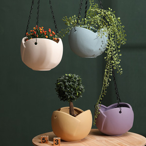 P234 vente en gros de pots en céramique respirants de style nordique absorbant l'eau jardinières suspendues en terre cuite non émaillée - Product Image 2