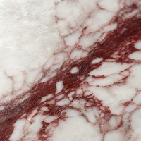 Table à manger en marbre Arabescato Rosso, meubles en pierre naturelle, pieds en pierre angulaires
