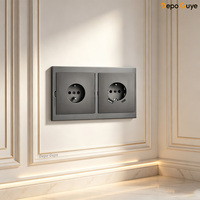 Prise murale européenne grise mate 10A, panneau modulaire DIY avec prises TV, ordinateur, téléphone RJ45, interrupteur moderne européen pour la maison