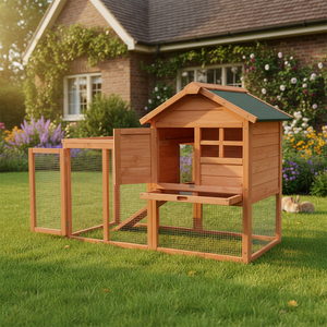 Moderner Holz-Kaninchenstall & Meerschweinchenkäfig mit Wasserdichtem Dach Umweltfreundliches Tierhaus für Kleintiere zur Außennutzung - Product Image 3