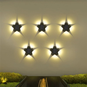 Nuovo stile Plum Blossom a forma di 5 led lampada da parete solare illuminazione esterna impermeabile giardino decorazione natalizia recinzione luce solare - Product Image 3