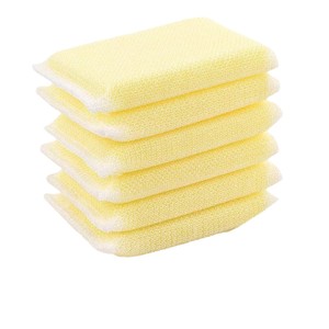 Yellow Non <b>Scratch</b> Dish Sponge Reusable Kitchen Cleaning Sponge High Water Absorption Rectangular Wash <b>Pad</b> 4pcs - Product Image 1
