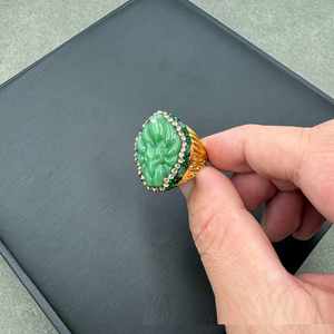 Glass Nine-Tailed <b>Fox</b> Inlaid <b>Ring</b> Trendy Natural Vintage Niche Personality Retro Ethnic Jewelry Sparkling Zircon <b>Fox</b> <b>Ring</b> Band - Product Image 6