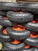Heavy Duty 6.50-8 Inflatable Tire AssemblyOrange Iron Rim Pneumatic Wheel for Construction Hand Cart Yard Trailer