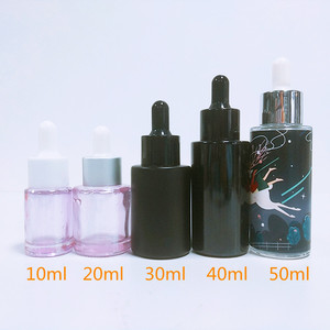 Environment Protection Cylinder Shape Flat Shoulder 30ml Glass Dropper Transparent <b>Bottle</b> for Essential Oil - Product Image 5