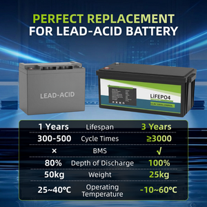 3000 次深度循环 12V Lifepo4 电池 200ah Ubs 电源 220V 带智能 BMS 可充电 适用于房车/太阳能/船舶/家庭能源 - Product Image 2