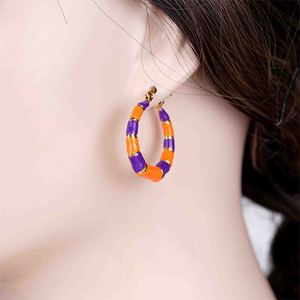 304 316 Spot Goods Trendy Orange Purple Acrylic Hoop Earrings <b>Gold</b> Plated Women's Fashion Jewelry - Product Image 4