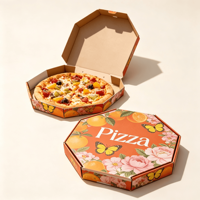 Caja de Pizza Hexagonal de Cartón Corrugado Reciclado Personalizada, Caja de Empaque para Alimentos para Llevar, Empaque Ecológico para Restaurantes