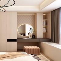 Dressing autoportant en bois massif de style nordique, armoire de chambre de luxe et coiffeuse pour usage hôtelier