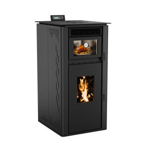 Poêles à granulés PANSEE PS100-OVEN 10KW, modernes, en métal, pour intérieur, avec télécommande, garantie de 2 ans, à encastrer - Product Image 2