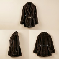 Veste en fausse fourrure marron foncé pour femme, style vison luxueux, chaude pour l'hiver, en fausse fourrure de vison écologique, courte, directement de l'usine JMT