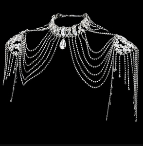 Chaîne de harnais d'épaule de corps en cristal de luxe pour les femmes <span class=keywords><strong>Sexy</strong></span> gland strass pour les fêtes cadeaux fiançailles bijoux de dos de mariée - Product Image 2