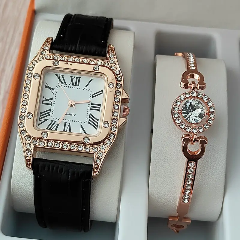 2024 Sieraden Nieuwe Hot Selling Crystal Ice Multi Color Horlogeband Vierkante Dames Horloge