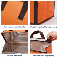 Expédition rapide, vente en gros, sac isotherme jetable non tissé, sac isotherme en aluminium pour aliments, sacs à emporter pour boulangerie, desserts, plats à emporter