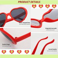Lunettes de soleil à diffraction en forme de cœur pour femmes, effet de changement de couleur, vente en gros