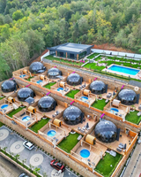 Dôme géodésique de salle de bain de taille et de couleur personnalisées, tente d'hôtel, glamping, villa, tente d'exposition en verre trempé transparent