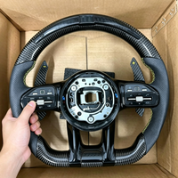 Volant en fibre de carbone véritable avec lumières de changement de vitesse LED pour Mercedes Benz AMG GT GT50 GT63 W205 W213 W222 W464 Classe E GLE CLA CLS GLC